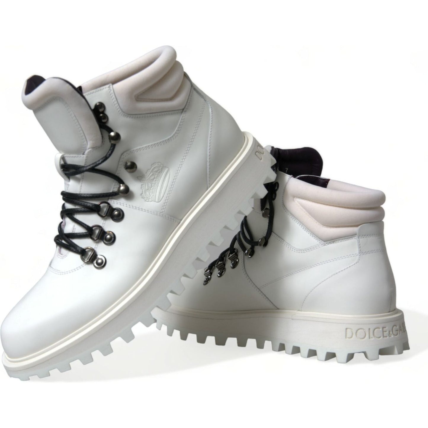 Dolce & Gabbana White Vulcano Trekking Ankle Boots Shoes MV5437-40.5