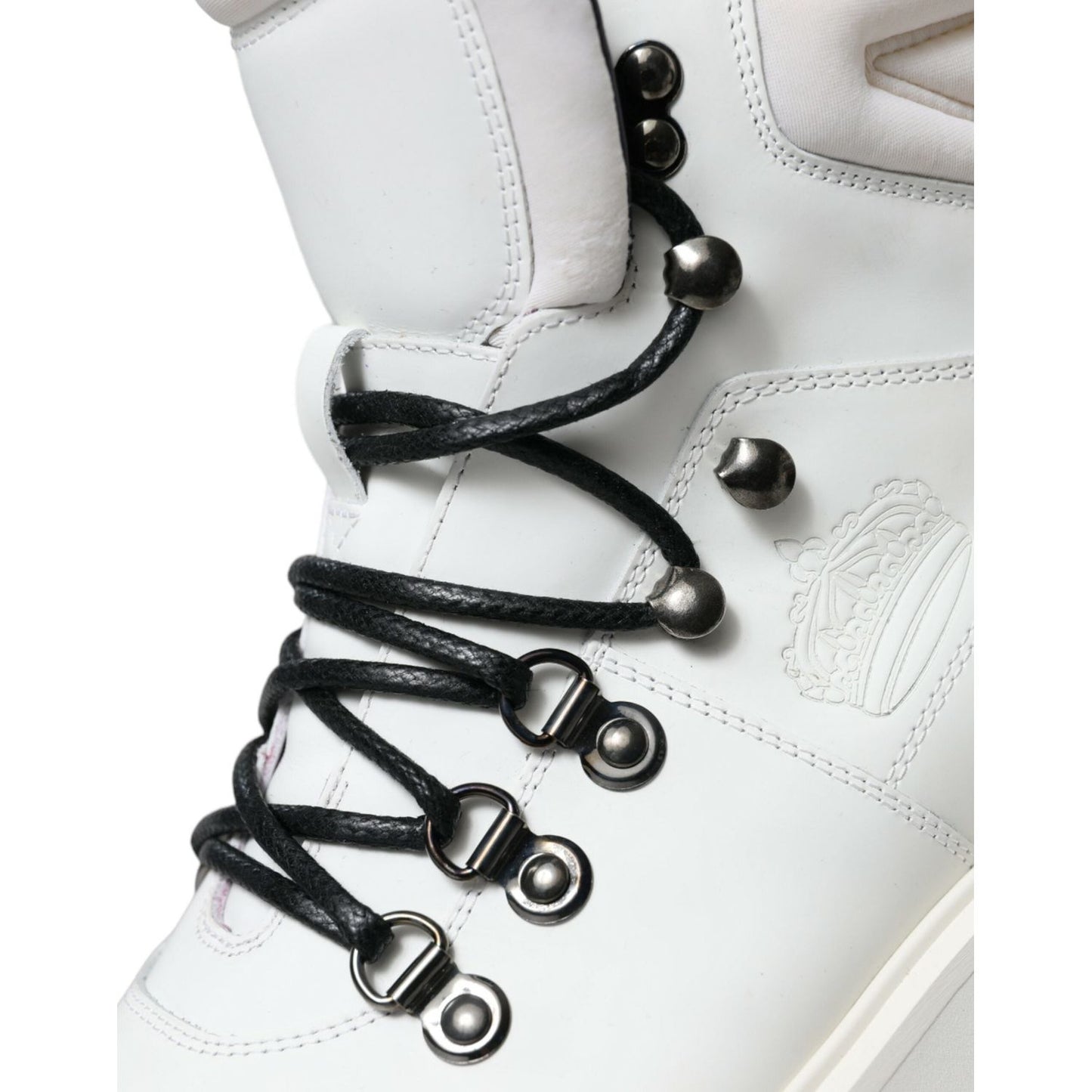 Dolce & Gabbana White Vulcano Trekking Ankle Boots Shoes MV5437-40.5