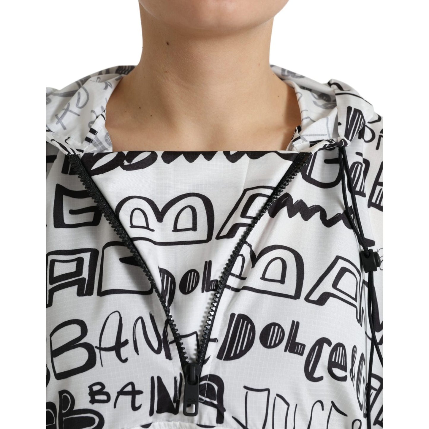 Dolce & Gabbana White Logo Print Hooded Blouson T-shirt Top TSH83782-40