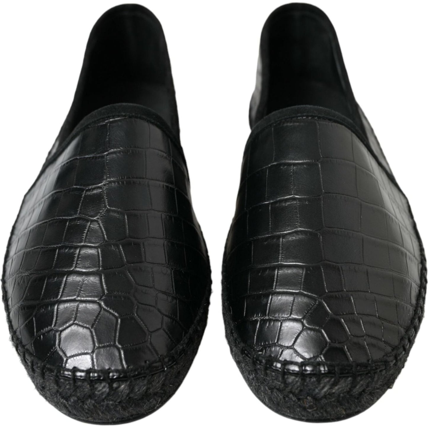 Dolce & Gabbana Black Exotic Leather Espadrilles Slip On Shoes MV5404-43