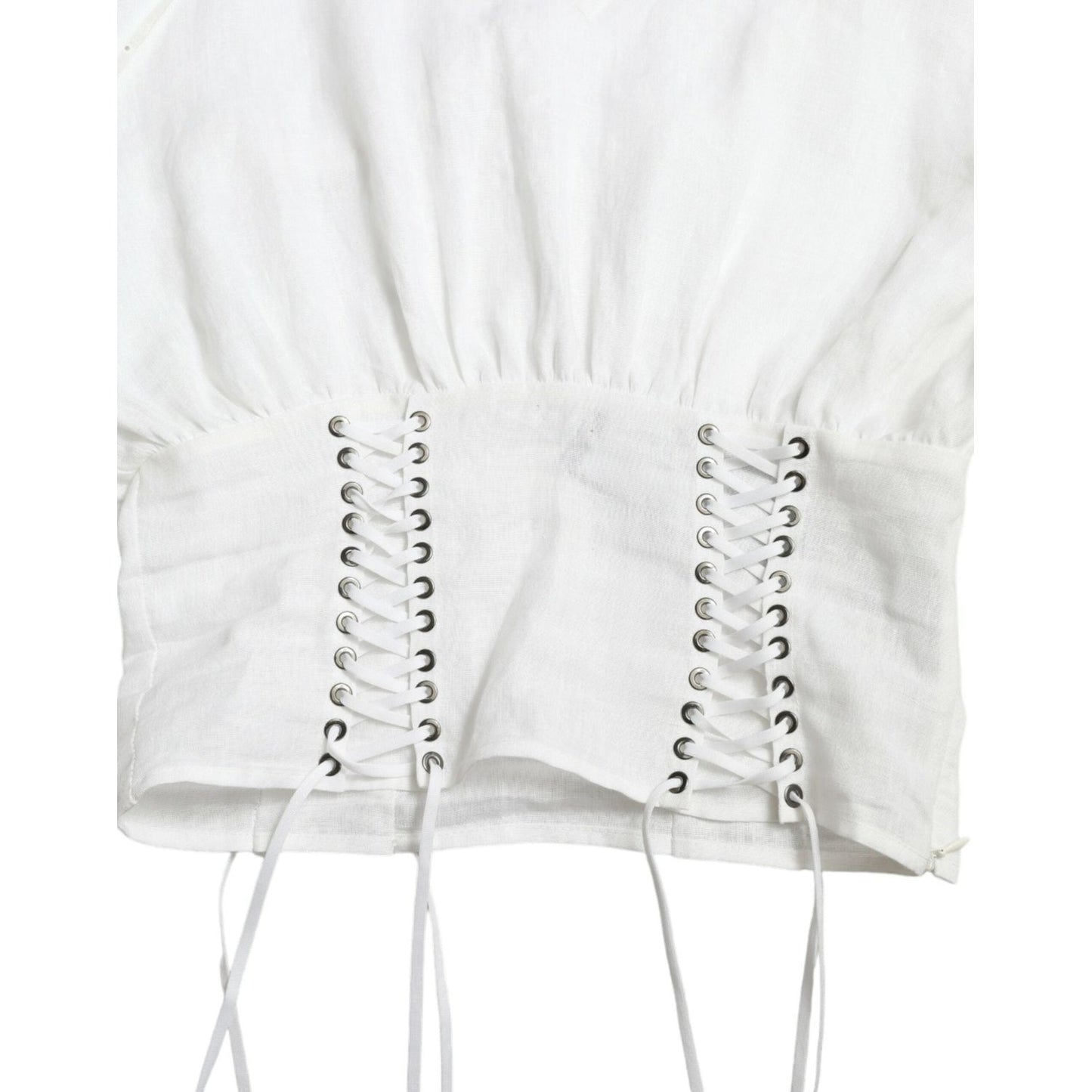 Dolce & Gabbana White Cotton Corset Cropped Long Sleeves Topclothing TSH84282-40