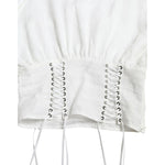 Dolce & Gabbana White Cotton Corset Cropped Long Sleeves Topclothing TSH84282-40