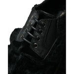 Dolce & Gabbana Black Fur Leather Lace Up Derby Dress Shoes MV5434-42.5