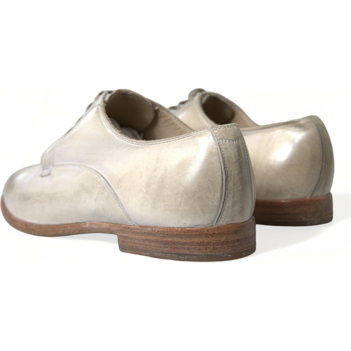 Dolce & Gabbana White Distressed Leather Derby Dress Shoes MV5501-43.5