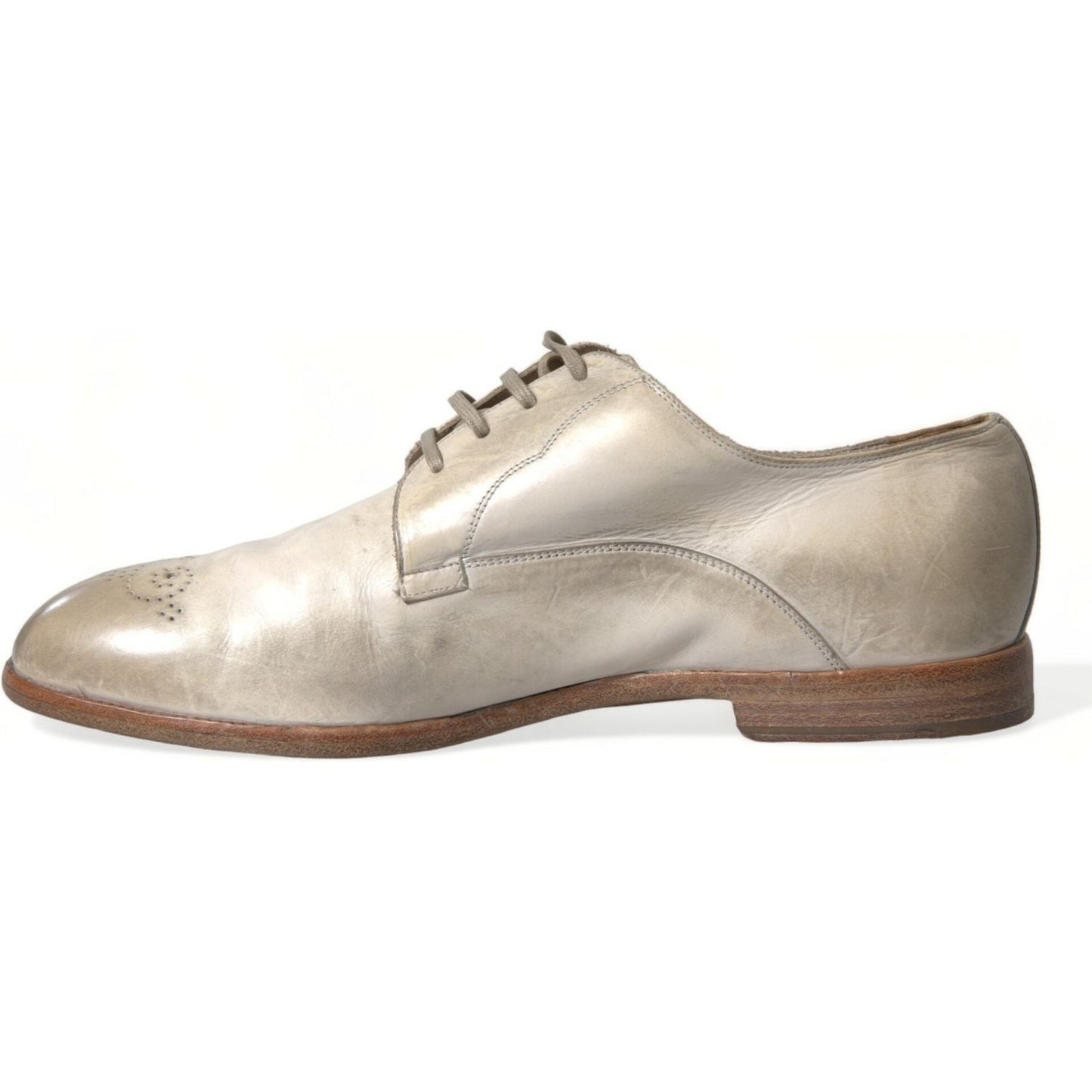 Dolce & Gabbana White Distressed Leather Derby Dress Shoes MV5501-43.5