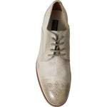 Dolce & Gabbana White Distressed Leather Derby Dress Shoes MV5501-43.5