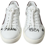 Dolce & Gabbana White Bordeaux Leather Logo Low Top Sneakers Shoes MV5427-39.5