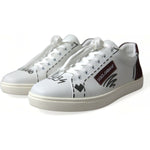 Dolce & Gabbana White Bordeaux Leather Logo Low Top Sneakers Shoes MV5427-39.5