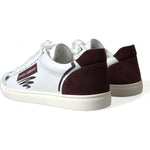 Dolce & Gabbana White Bordeaux Leather Logo Low Top Sneakers Shoes MV5427-39.5