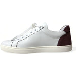 Dolce & Gabbana White Bordeaux Leather Logo Low Top Sneakers Shoes MV5427-39.5