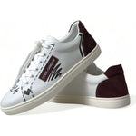 Dolce & Gabbana White Bordeaux Leather Logo Low Top Sneakers Shoes MV5427-39.5