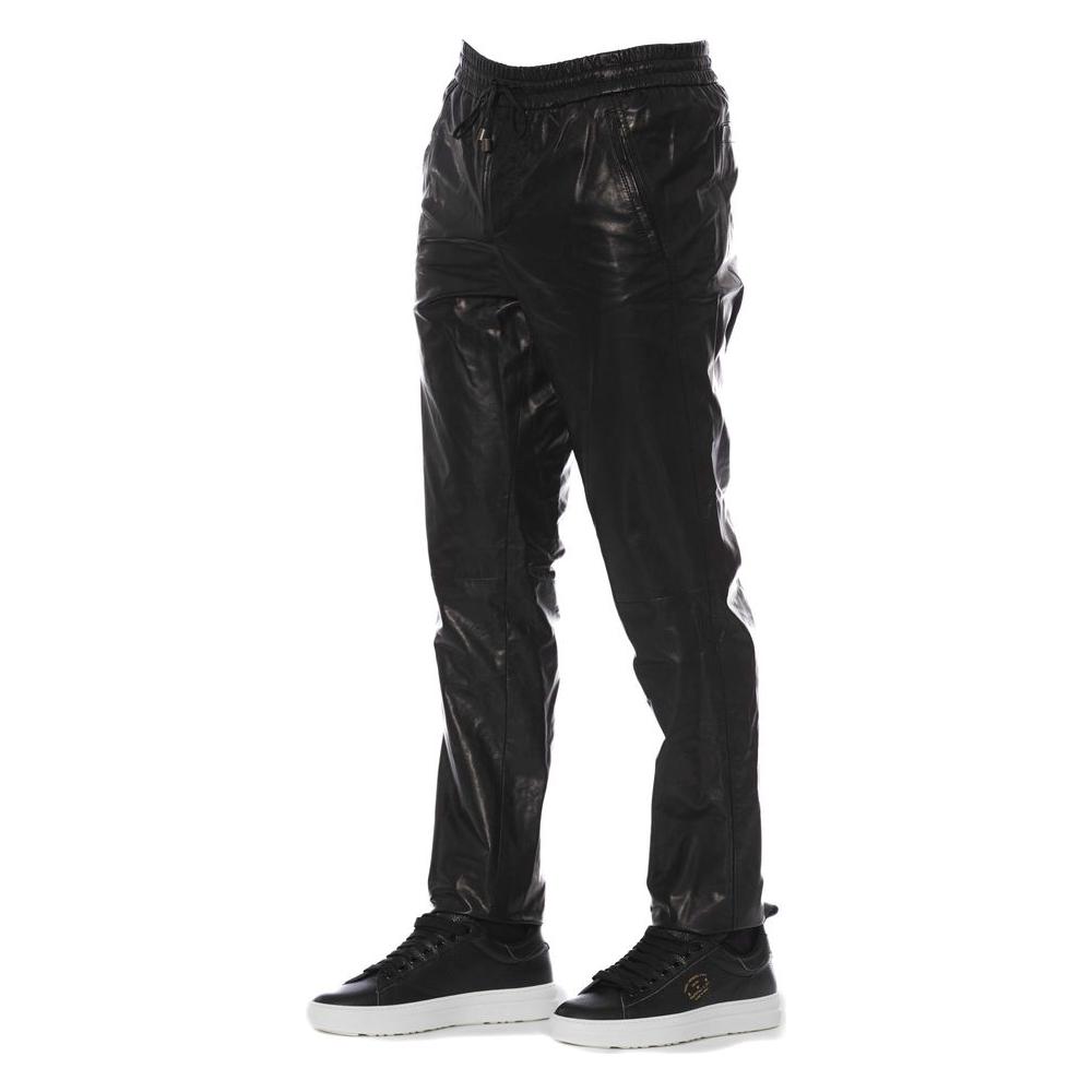 Trussardi Black Lamb Leather Men Trouser TR-24082-IT44 | XS