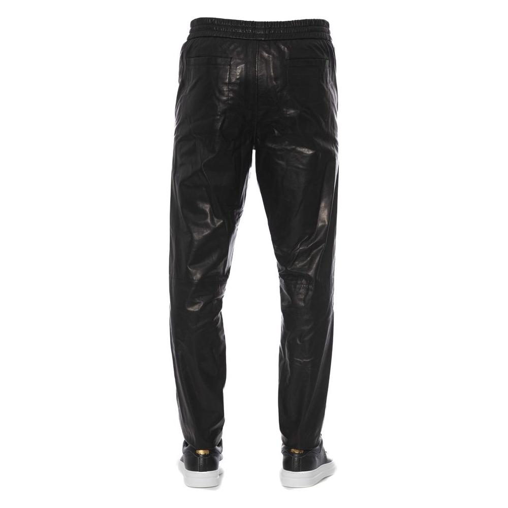 Trussardi Black Lamb Leather Men Trouser TR-24082-IT44 | XS