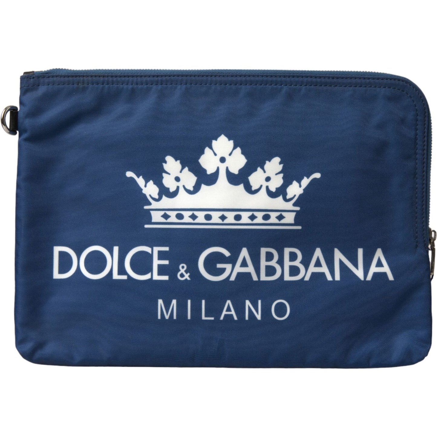 Dolce & Gabbana Blue DG Milano Print Nylon Pouch Clutch Men Bag BAG1376