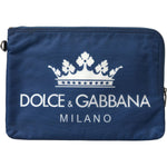 Dolce & Gabbana Blue DG Milano Print Nylon Pouch Clutch Men Bag BAG1376