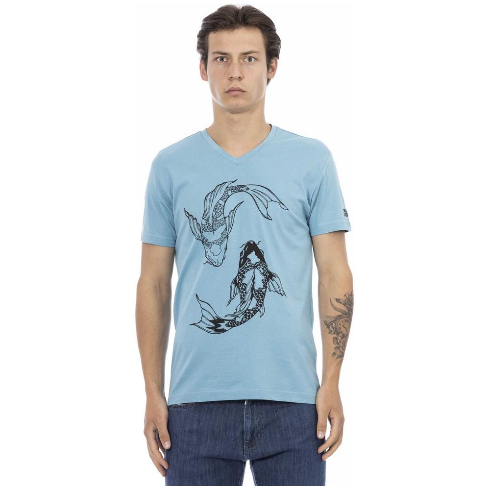 Trussardi Action Light Blue Cotton Men T-Shirt TR-24179-M