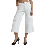 Dolce & Gabbana White Cotton Cropped Wide Leg Denim Jeans PAN33333-42