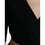 Dolce & Gabbana Black Wool V-neck Crossed Cardigan Sweater TSH84344-42