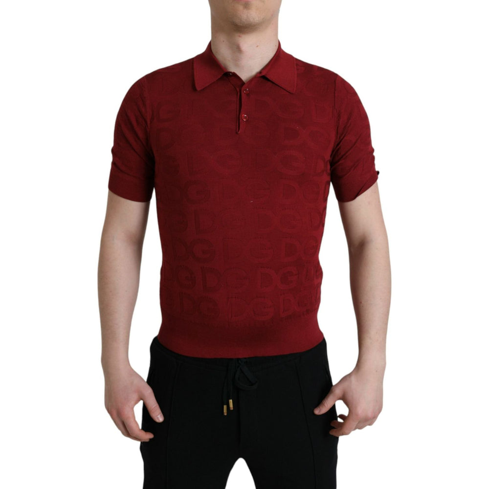 Dolce & Gabbana Maroon Collared Short Sleeve Silk T-shirt TSH84575-44