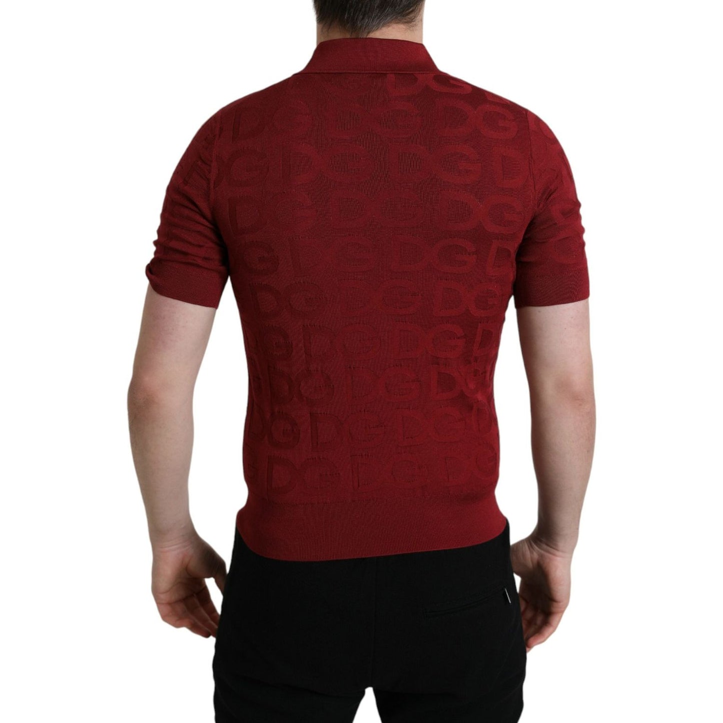Dolce & Gabbana Maroon Collared Short Sleeve Silk T-shirt TSH84575-44