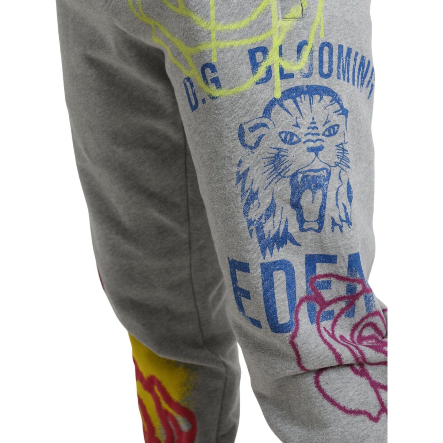 Dolce & Gabbana Gray Cotton Graffiti Sweatpants Jogger Pants PAN75060#-48