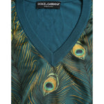 Dolce & Gabbana Green Peacock Feather Pullover Sweater TSH851899-52