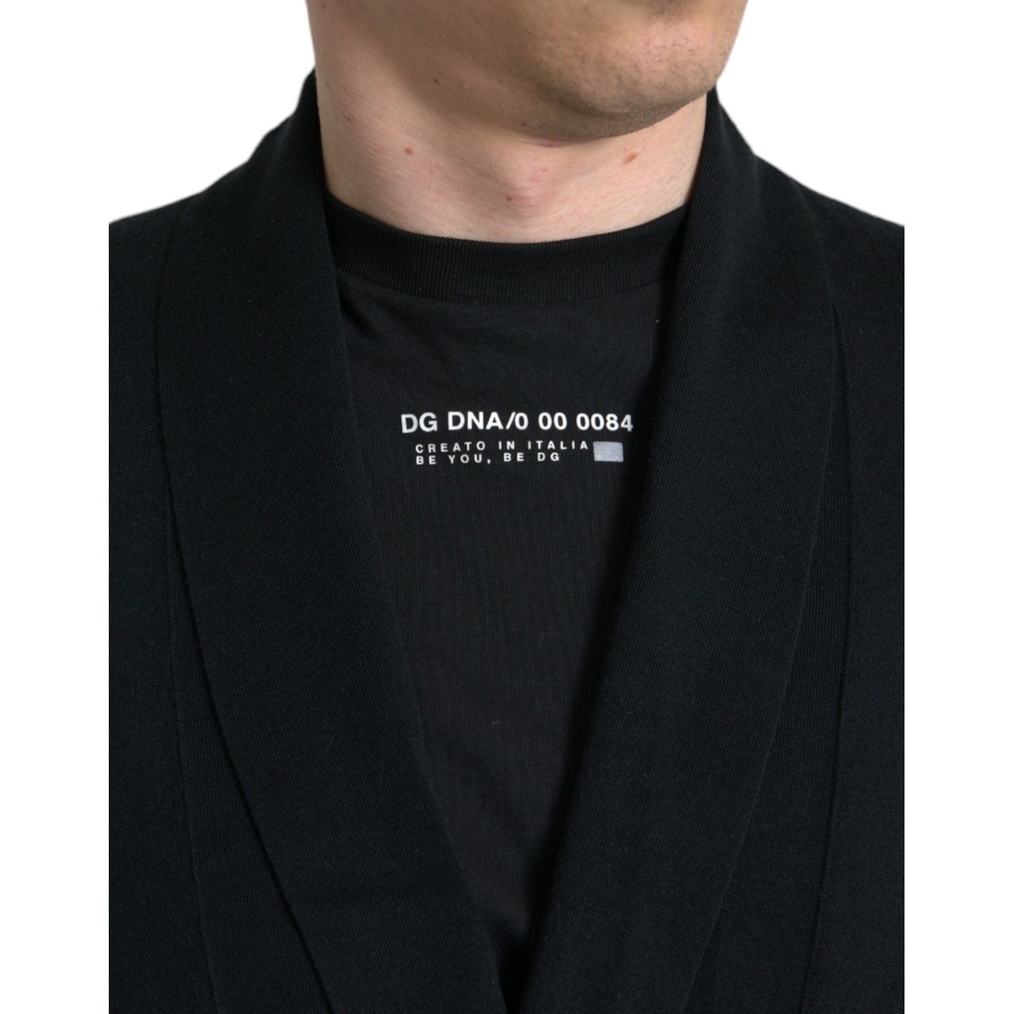 Dolce & Gabbana Black Cashmere Long Sleeves Belted Wrap Robe TSH851975-48