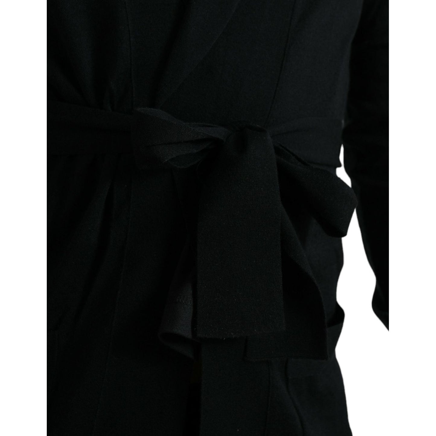 Dolce & Gabbana Black Cashmere Long Sleeves Belted Wrap Robe TSH851975-48