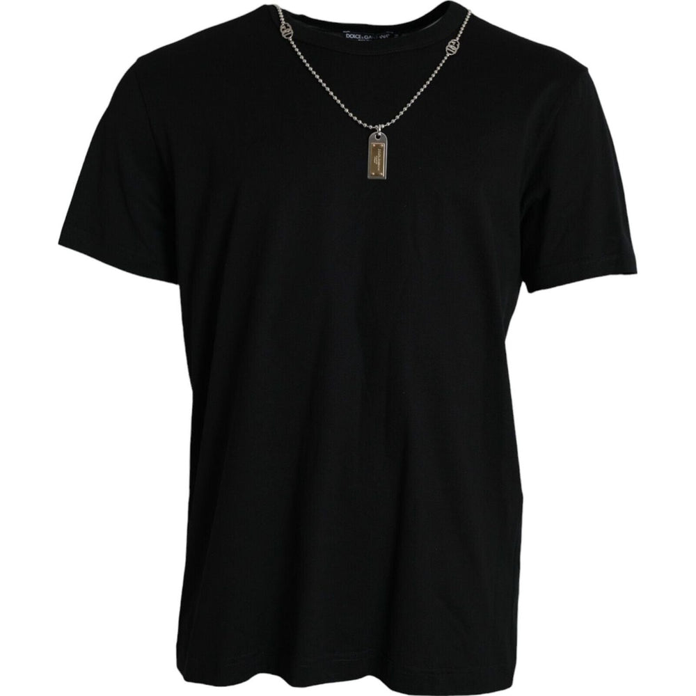 Dolce & Gabbana Black Silver Chain Short Sleeve T-shirt TSH85084-52