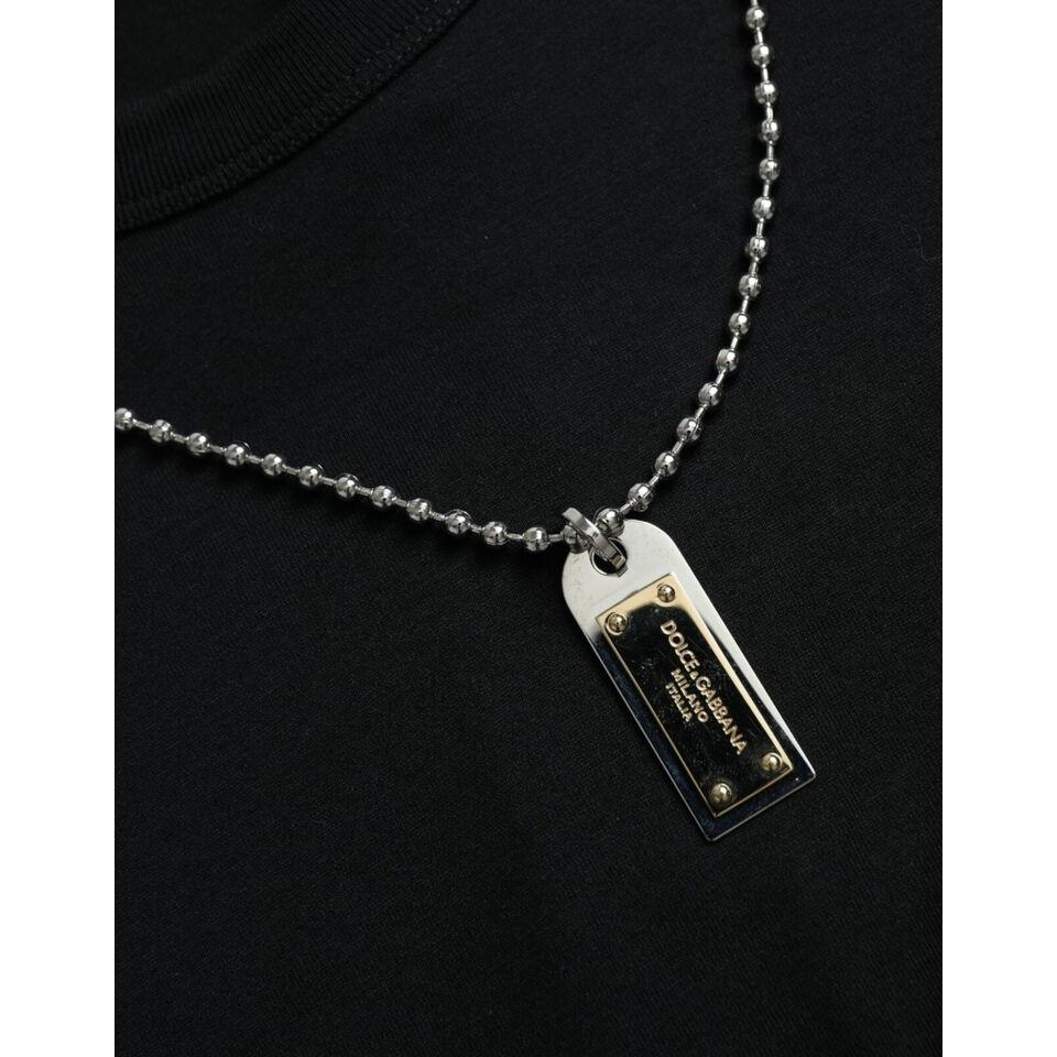 Dolce & Gabbana Black Silver Chain Short Sleeve T-shirt TSH85084-52