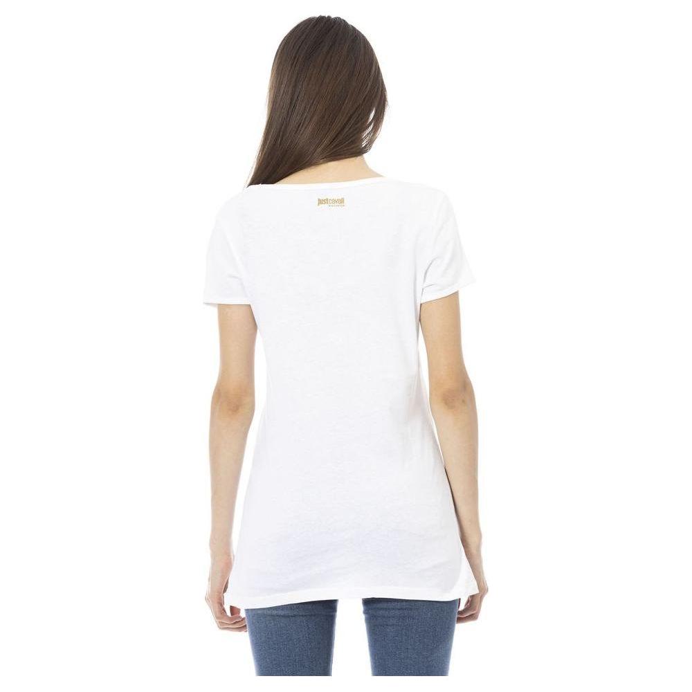 Just Cavalli White Cotton Women T-Shirt JU-24216-S
