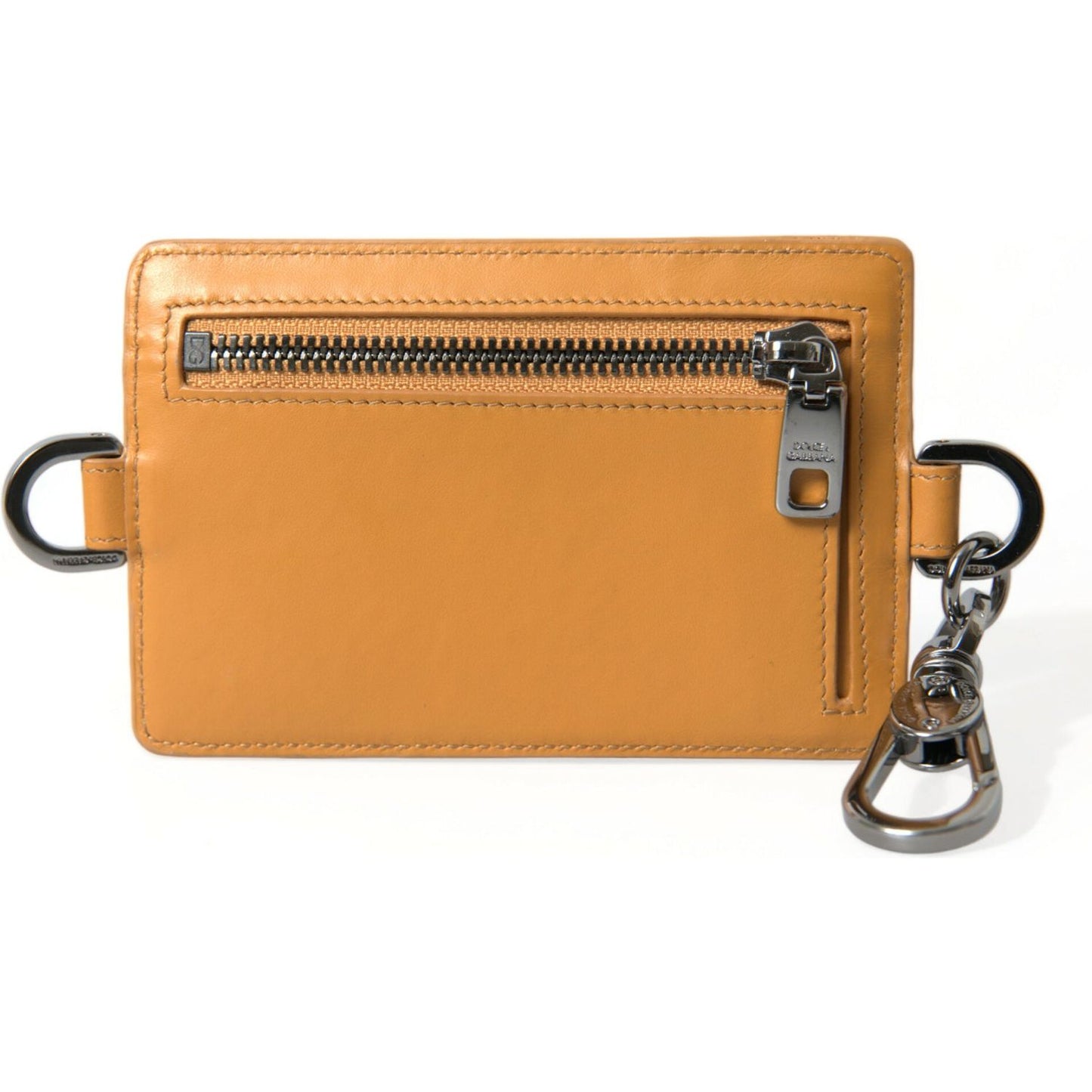 Dolce & Gabbana Orange Calf Leather Credit Card Holder Clip On Wallet BAG1113