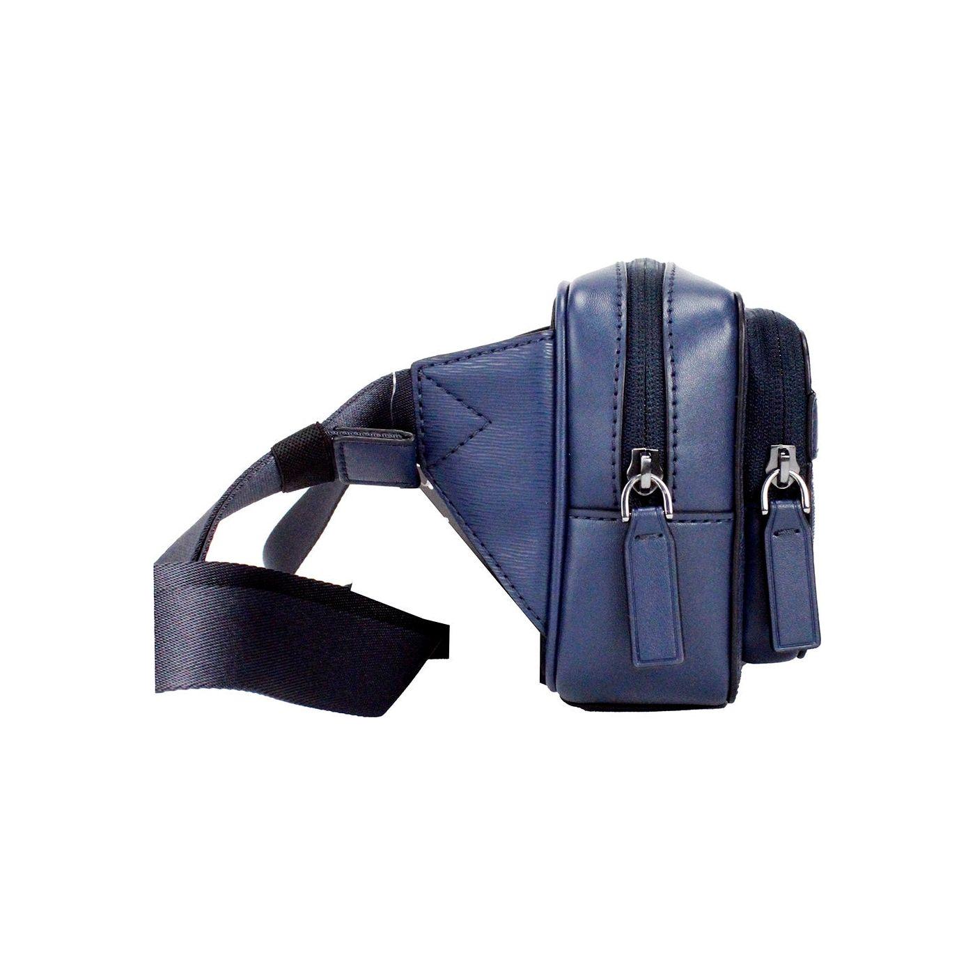 Michael Kors Cooper Small Navy Blue Smooth Leather Double Zip Belt Bag 66088