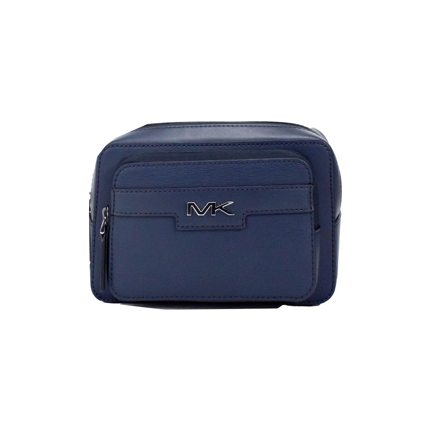 Michael Kors Cooper Small Navy Blue Smooth Leather Double Zip Belt Bag 66088