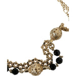 Dolce & Gabbana Black Suede Gold Chain Crystal Waist Belt WMB303-75