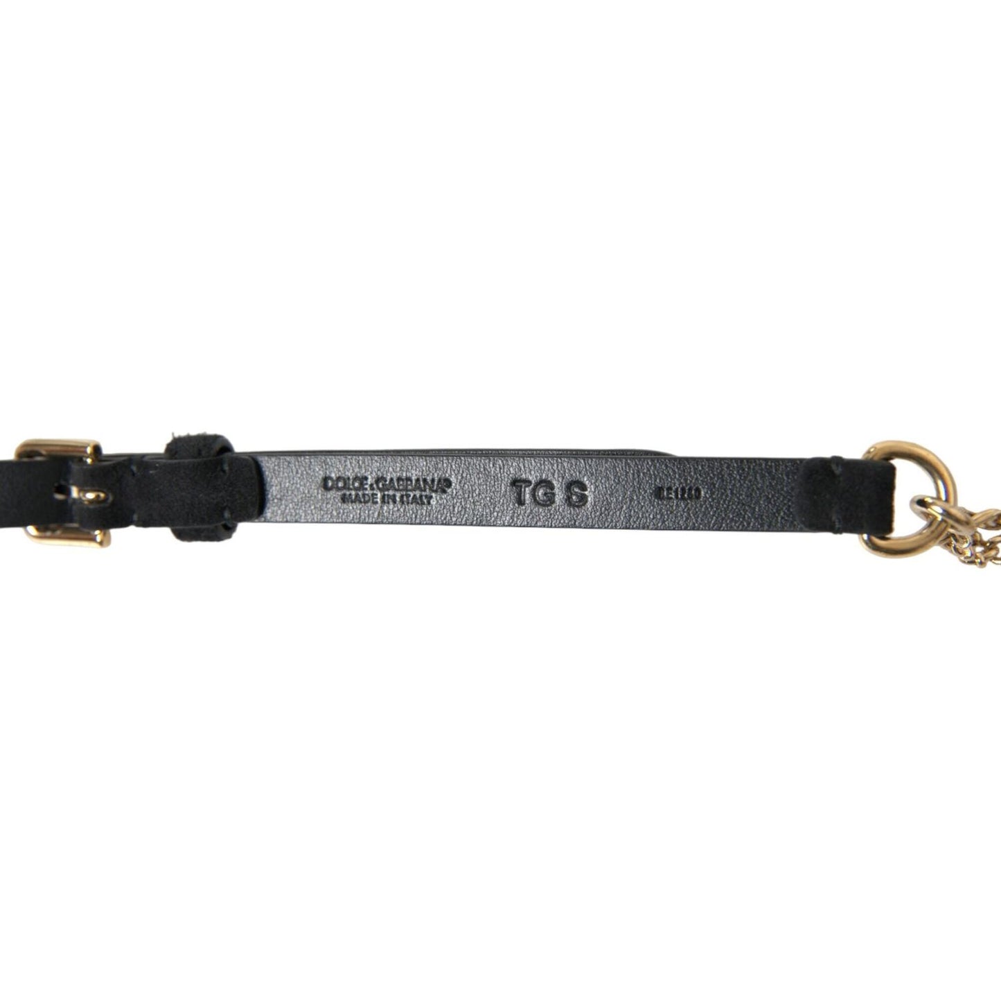 Dolce & Gabbana Black Suede Gold Chain Crystal Waist Belt WMB303-75