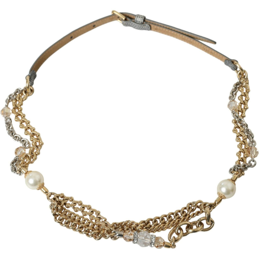 Dolce & Gabbana Blue Braided Gold Brass Chain Waist Belt WMB315-XL