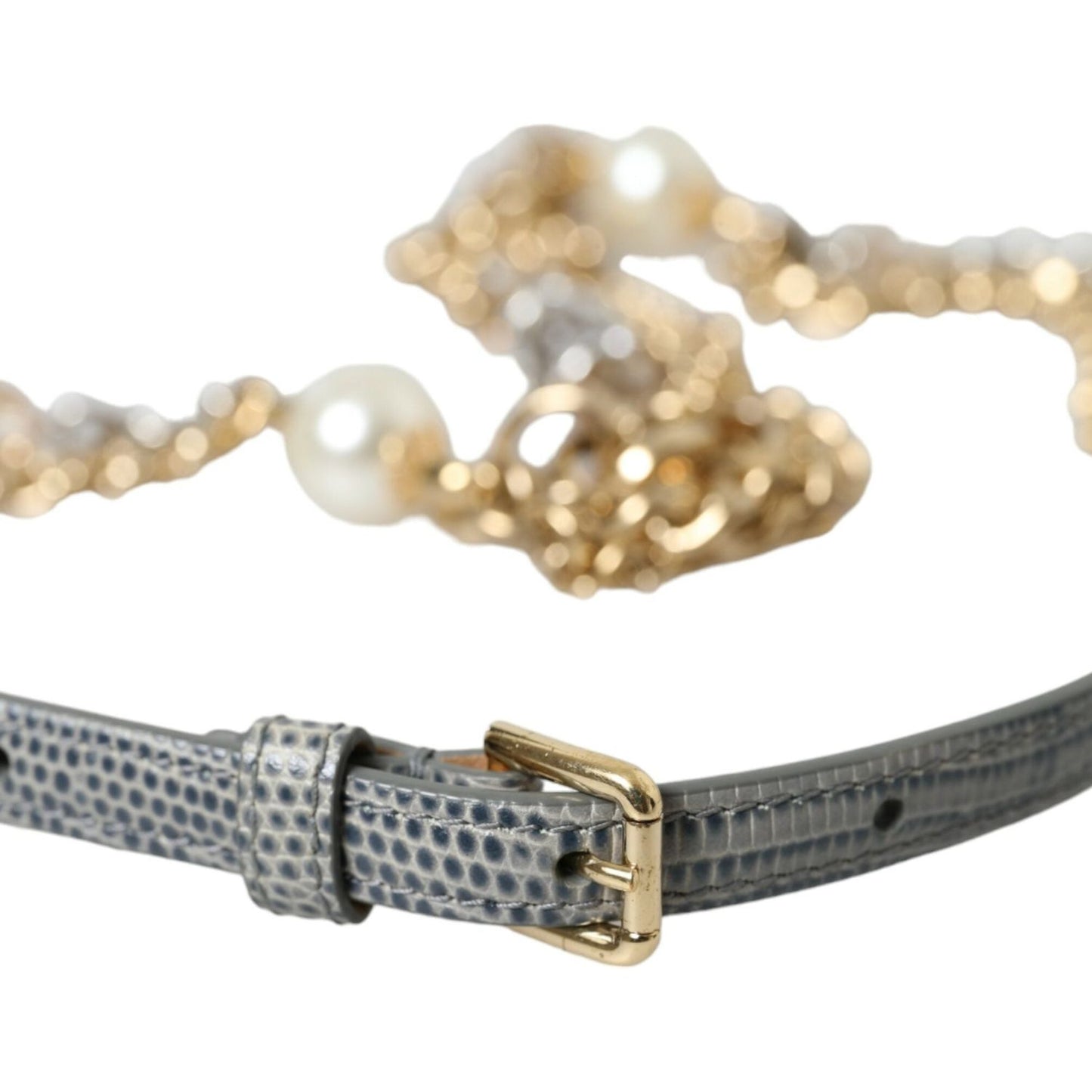 Dolce & Gabbana Blue Braided Gold Brass Chain Waist Belt WMB315-XL