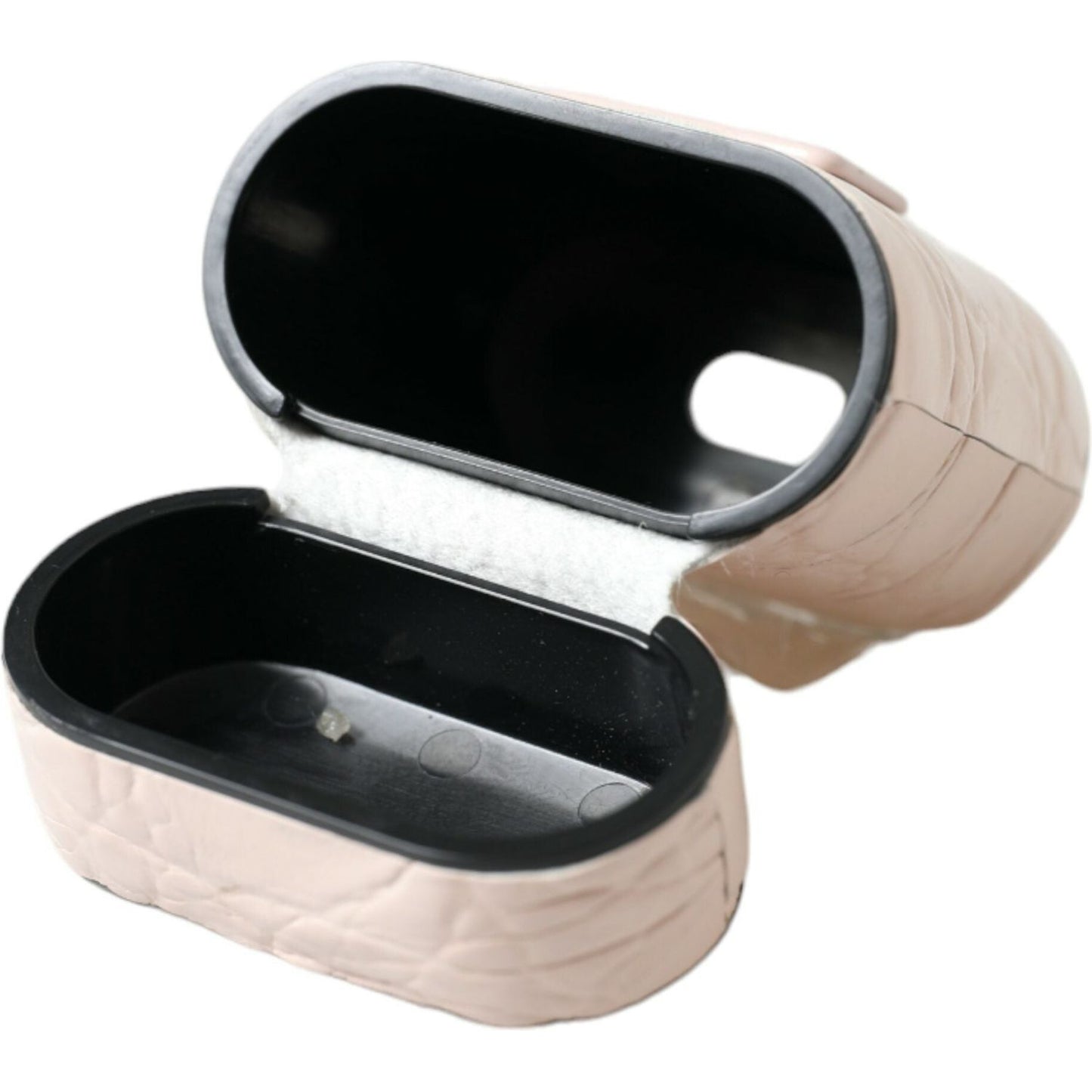 Dolce & Gabbana Light Pink Calf Leather Metal Logo Plaque Airpods Case SMY101336