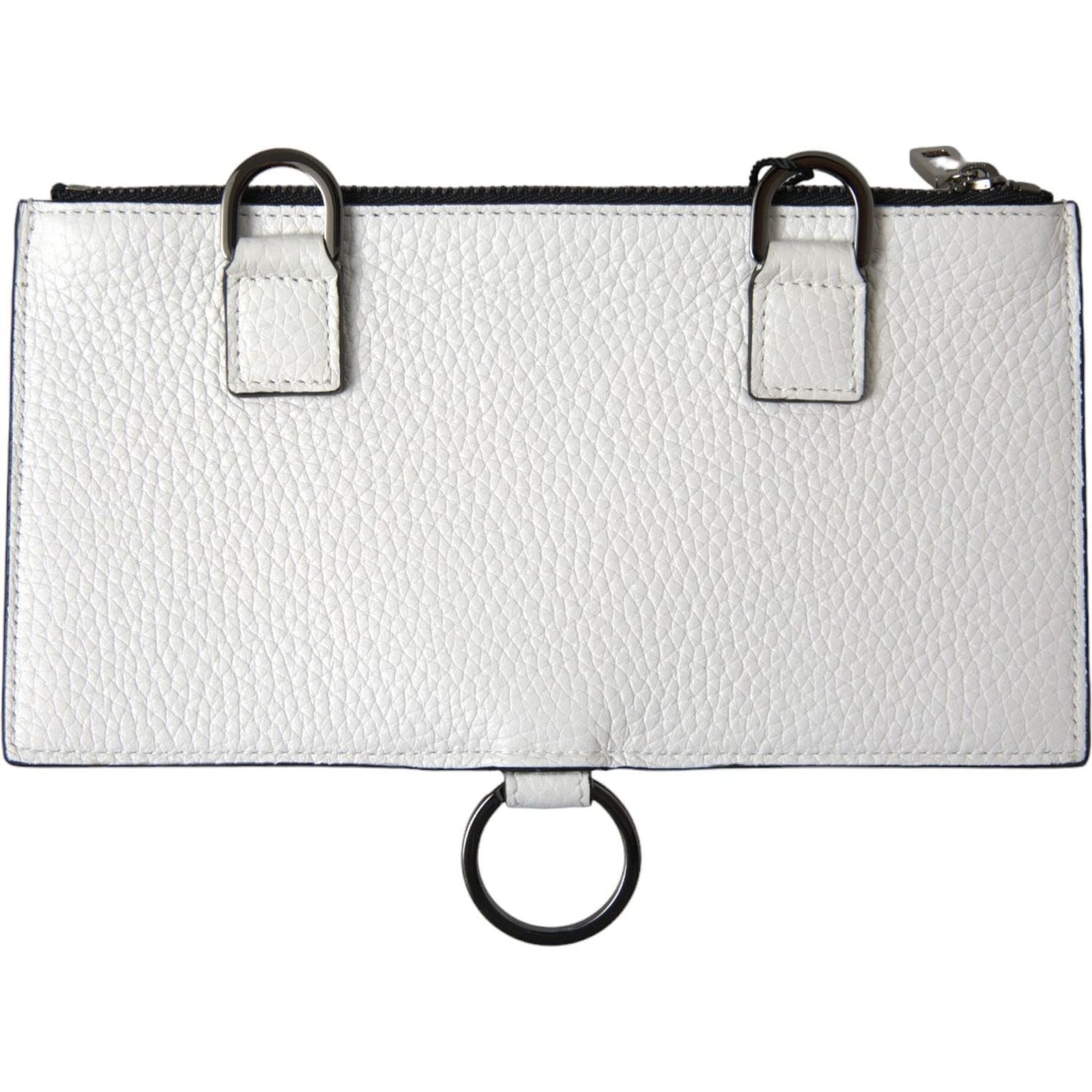 Dolce & Gabbana White Calfskin Leather Large Crossbody Card Holder Wallet BAG1384