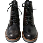 Dolce & Gabbana Black Leather Military Combat Boots Shoes MV5573-40