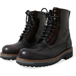 Dolce & Gabbana Black Leather Military Combat Boots Shoes MV5573-40