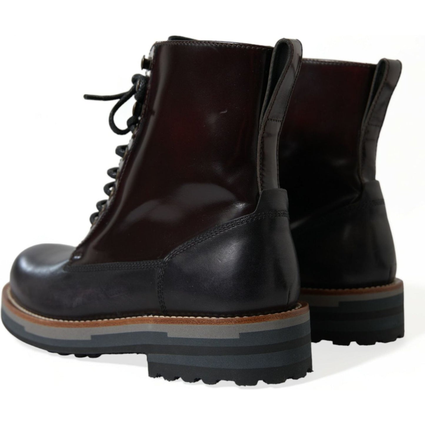 Dolce & Gabbana Black Leather Military Combat Boots Shoes MV5573-40