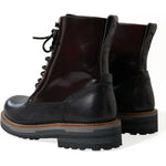 Dolce & Gabbana Black Leather Military Combat Boots Shoes MV5573-40