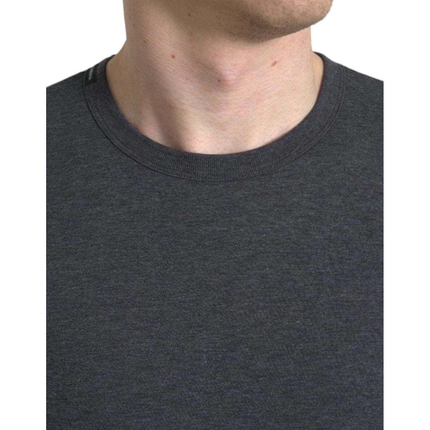 Dolce & Gabbana Dark Gray Cotton Crew Neck T-shirt TSH84545-44