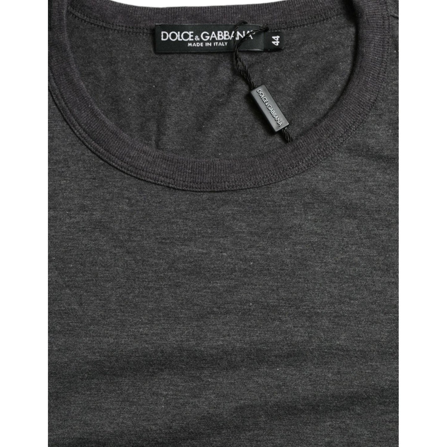 Dolce & Gabbana Dark Gray Cotton Crew Neck T-shirt TSH84545-44