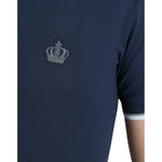 Dolce & Gabbana Blue Crown Patch Cotton Collared Men Polo T-shirt TSH84586-44