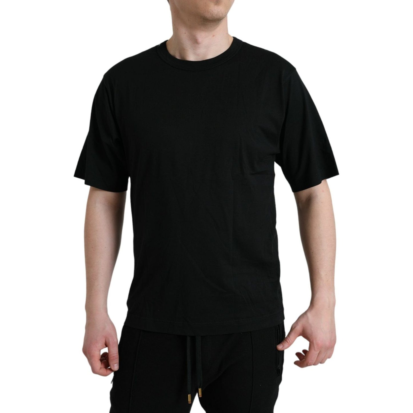 Dolce & Gabbana Black Logo Embossed Crew Neck Short Sleeves T-shirt TSH84609-44
