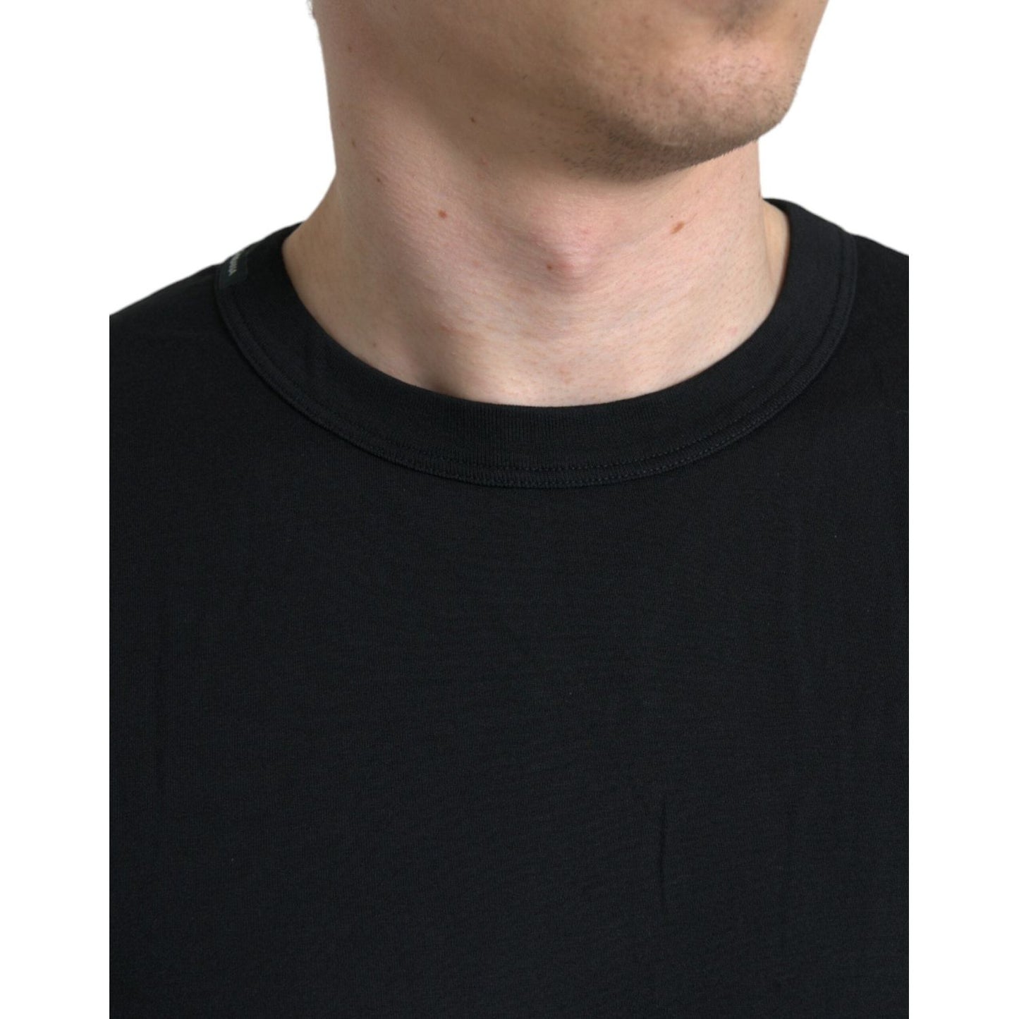 Dolce & Gabbana Black Logo Embossed Crew Neck Short Sleeves T-shirt TSH84609-44