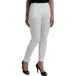 Dolce & Gabbana White Wool Mid Waist Tapered Pants PAN75093-38